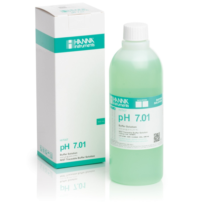 pH 7.01 @ 25°C Tampon de calibrare colorat in verde, flacon de 500 ml [1]