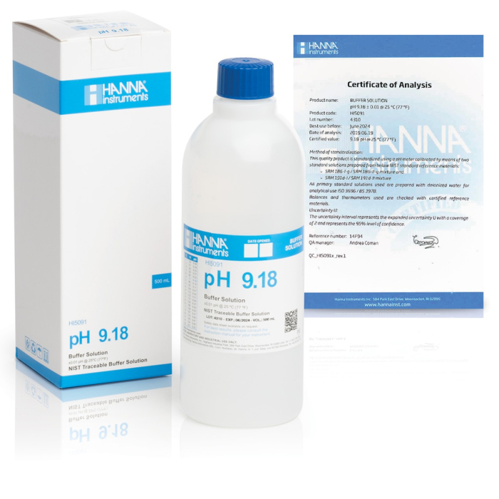 pH 9.18 @ 25°C Tampon de calibrare tehnică (500 mL) [1]