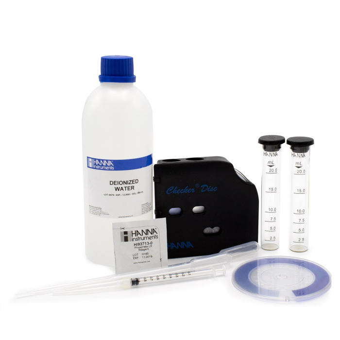 Fosfat (ca ortofosfat, PO43-), Interval: (0,00-1,00 mg/L) (0,0-5,0 mg/L) (0-50 mg/L) Metodă: CheckerDisc, 100 de teste [1]