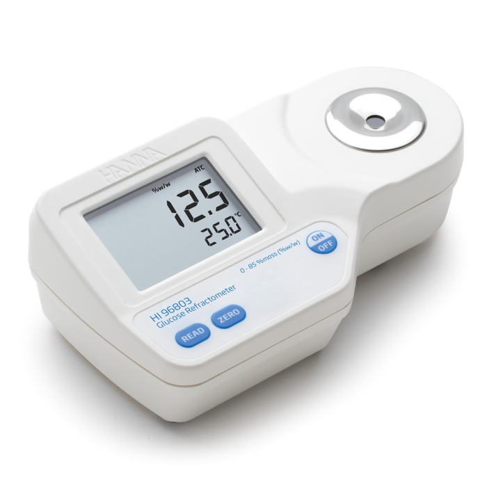 Refractometru pentru zahăr din alimente (% glucoza); Interval: 0 până la 85% (în greutate) [1]