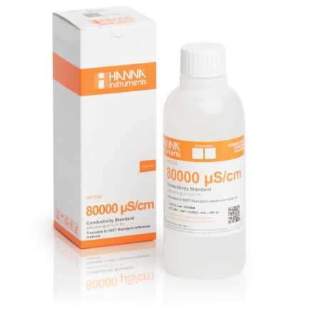 Solutie de calibrare 80000 µS/cm Valoarea EC la 25°C, sticlă de 230 mL
