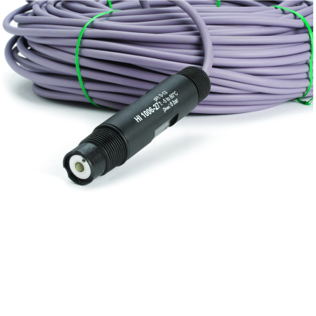 Electrod de pH industrial cu vârf plat, joncțiune PTFE, sticlă de uz general, conector BNC, Pt100, cablu de 5 m [1]