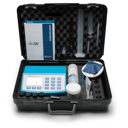 Fotocolorimetru pentru analiza nutrienților din sol și plante, 8 parametri, 10 metode programate, baterie pentru 500 de teste pe teren [3]