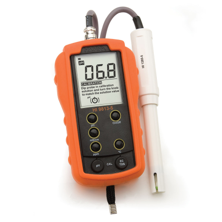 Multiparametru clasic pH/EC/TDS cu electrod HI1285-51, interval: pH 0.0 la 14.0 pH EC 0.00 la 4.00 mS/cm TDS 0 la 1999 ppm (mg/L) [2]