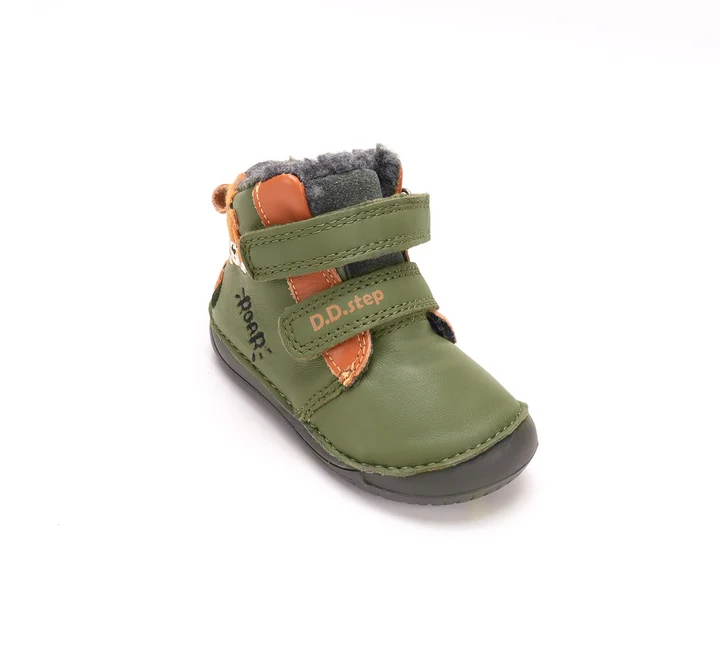 Ghete Barefoot Îmblănite Băieți D.D.Step W070-62660A Olive – Piele Naturală, Verzi, cu Tigrișor [7]