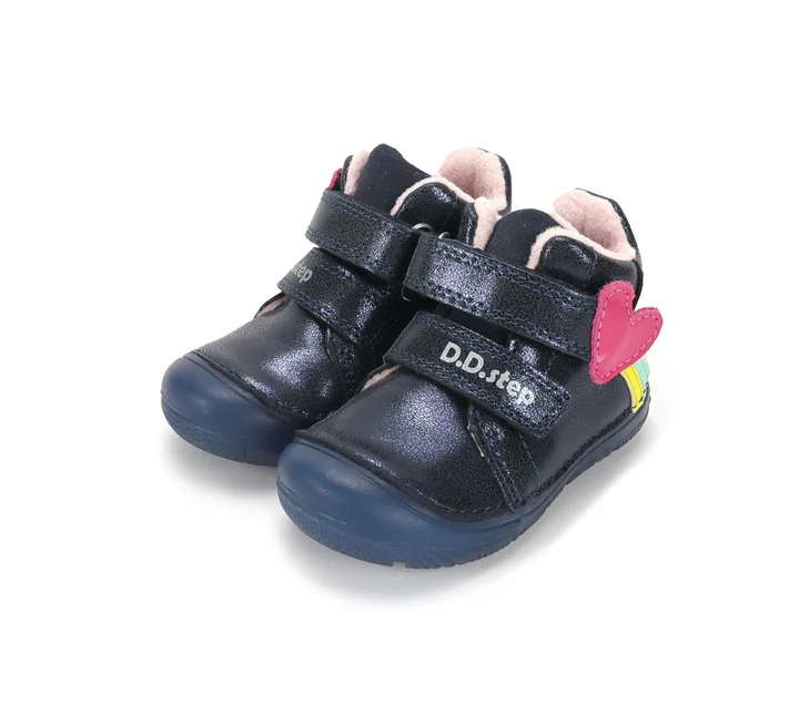 Pantofi Fete D.D.Step A082-62750 – Piele Naturală, Royal Blue cu Inimă și Curcubeu [6]