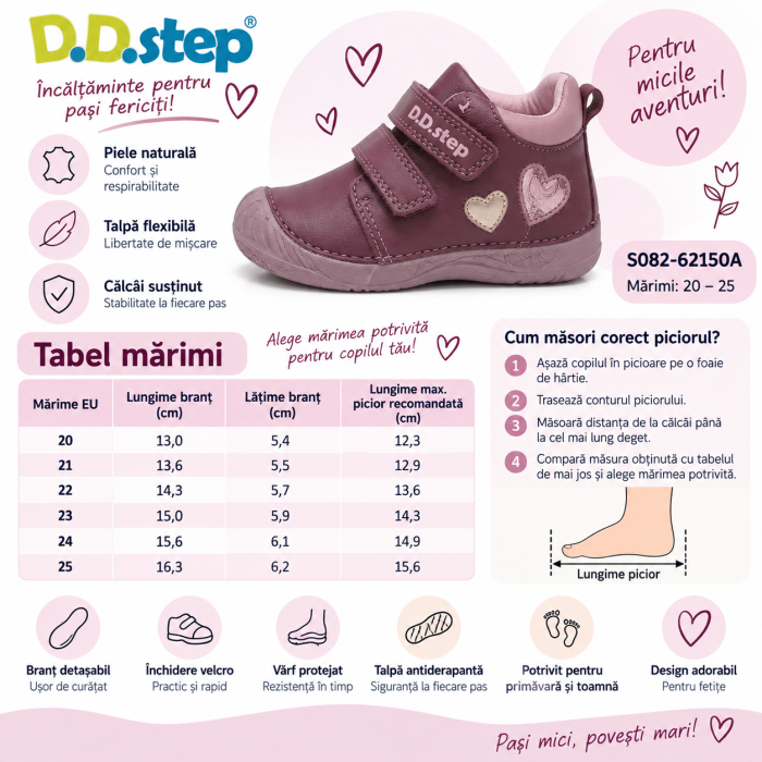 Pantofi Fete D.D.Step S082-62150A – Piele Naturală, Mov/Grape [8]