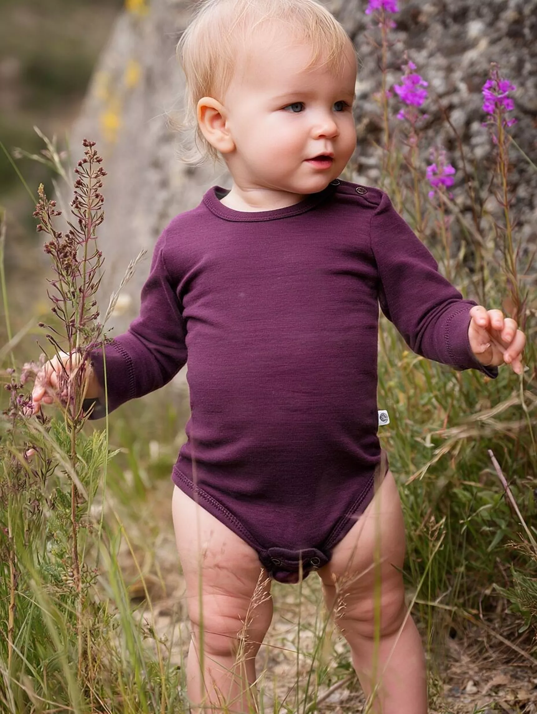 Body maneca lunga - 100% lana merinos – Crushed Violets | Lille Barn - 98 [2]