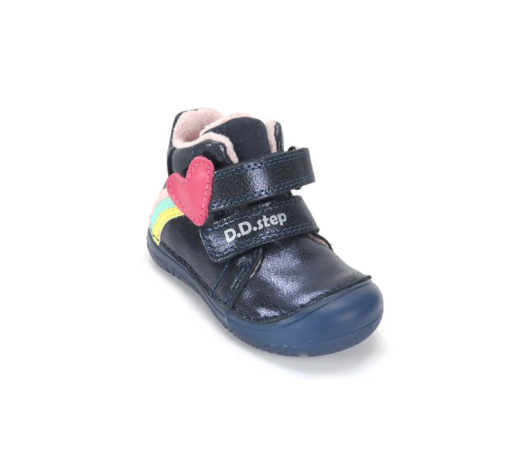 Pantofi Fete D.D.Step A082-62750 – Piele Naturală, Royal Blue cu Inimă și Curcubeu [7]