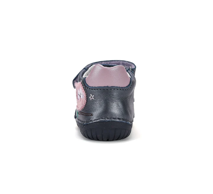 Pantofi Barefoot Fete D.D.Step S070-62659A – Piele Naturală, Cobalt cu Bufniță [2]