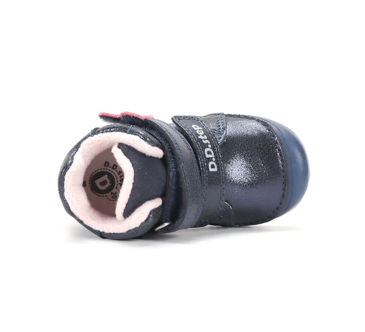 Pantofi Fete D.D.Step A082-62750 – Piele Naturală, Royal Blue cu Inimă și Curcubeu [4]