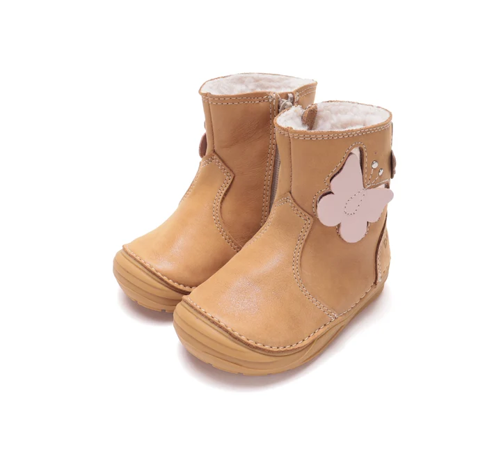 Cizme Fete D.D.Step W071-62976A Copper – Piele Naturală, Maro Caramel, cu Fluturi [6]