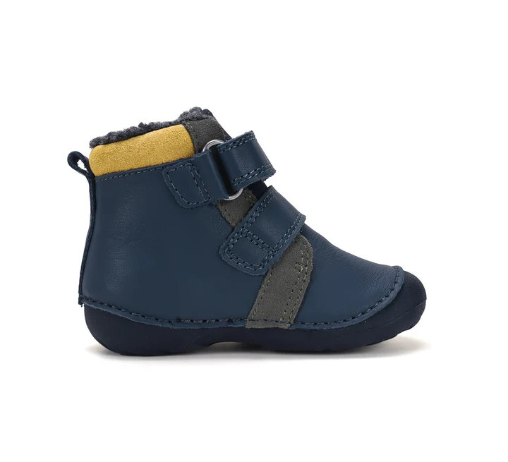 Ghete Băieți D.D.Step W015-62928 – Piele Naturală, Îmblănite, Bleumarin cu Excavator [3]