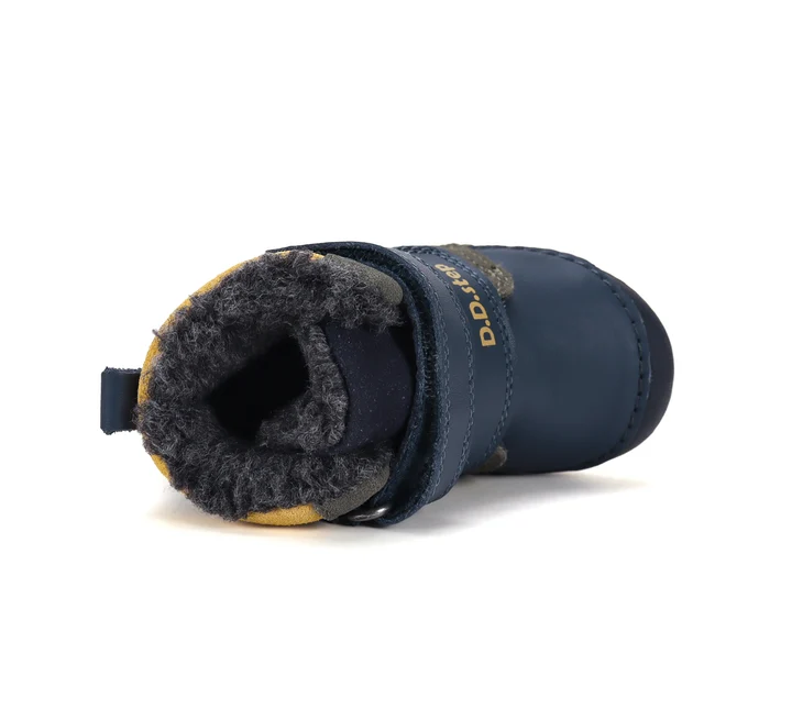 Ghete Băieți D.D.Step W015-62928 – Piele Naturală, Îmblănite, Bleumarin cu Excavator [4]