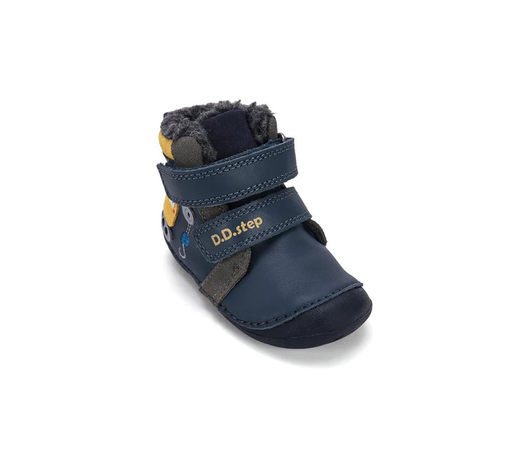 Ghete Băieți D.D.Step W015-62928 – Piele Naturală, Îmblănite, Bleumarin cu Excavator [7]