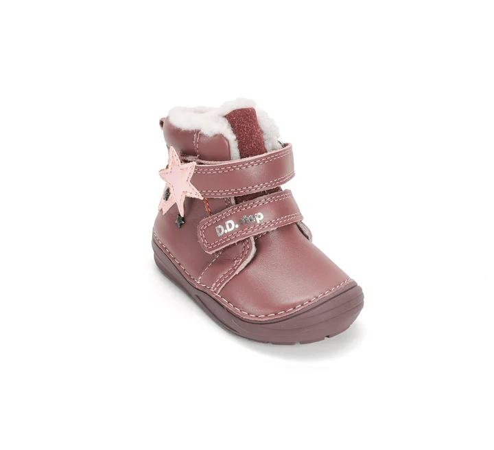 Ghete Iarnă Fete D.D.Step W071-62869B – Piele Naturală, Îmblănite, Roz cu Stea [7]