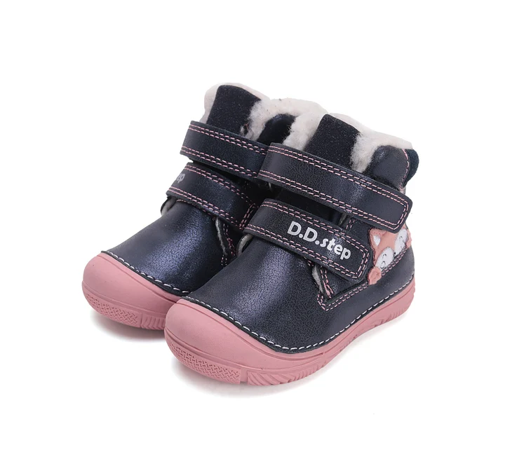 Ghete Iarnă Fete D.D.Step W082-42774 – Piele Naturală, Îmblănite, Royal Blue cu Vulpiță [6]