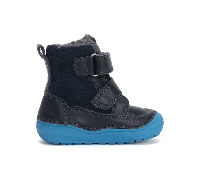 Ghete Îmblănite Băieți D.D.Step W071-42680B Royal Blue – Piele Naturală, Bleumarin, cu Astronaut, Mărimi 20–31 [3]