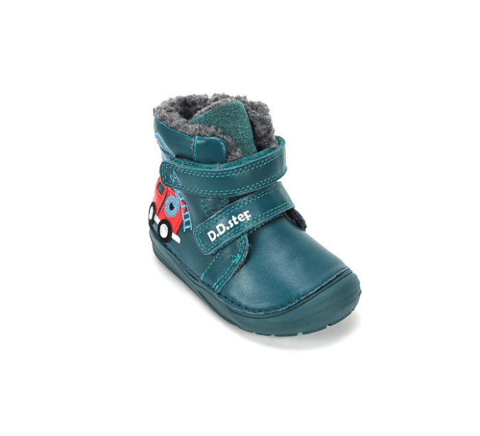 Ghete Îmblănite Băieți D.D.Step W071-62477A Emerald – Piele Naturală, Verde Petrol, cu Mașină de Pompieri [7]