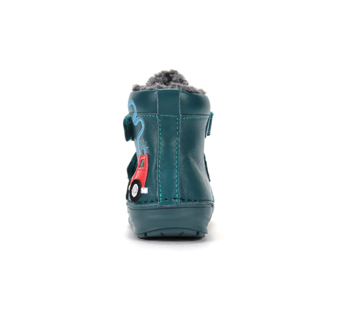 Ghete Îmblănite Băieți D.D.Step W071-62477A Emerald – Piele Naturală, Verde Petrol, cu Mașină de Pompieri [2]