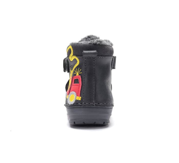 Ghete Îmblănite Băieți D.D.Step W071-62477B Black – Piele Naturală, Negre, cu Mașină de Pompieri [2]