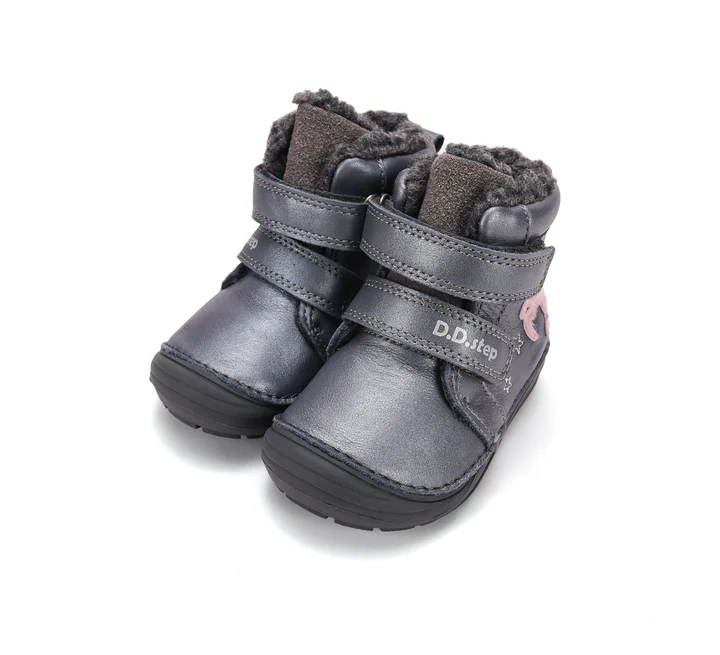 Ghete Îmblănite Fete D.D.Step W071-62376 – Piele Naturală, Gri Metalizat, cu Unicorn [6]