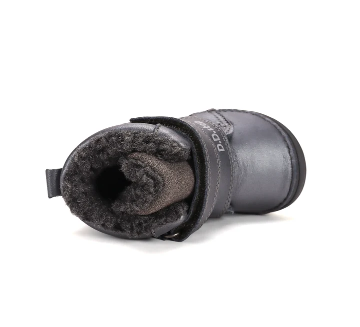 Ghete Îmblănite Fete D.D.Step W071-62376 – Piele Naturală, Gri Metalizat, cu Unicorn [4]