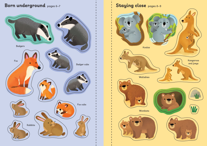 „Little First Stickers Baby Animals” este o carte adorabilă de activități pentru copii, plină cu scene colorate și peste 100 de autocolante cu animăluțe bebeluș. Cei mici pot descoperi pui de animale din ferme, păduri, junglă, savană și din mediul acvatic, completând paginile cu autocolante mari, ușor de manevrat. Cartea stimulează creativitatea, imaginația și abilitățile motorii fine, oferind o activitate educativă și distractivă. Scenele sunt simple și prietenoase, concepute special pentru copiii mici, iar autocolantele pot fi repoziționate cu ușurință, ceea ce le permite celor mici să creeze povești diferite de fiecare dată. Este o activitate excelentă pentru acasă, pentru călătorii sau pentru momentele de joacă liniștită. Materialele sunt de calitate, iar designul este potrivit pentru mâinile mici ale copiilor. [5]