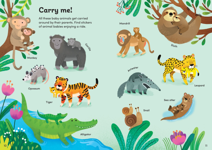 „Little First Stickers Baby Animals” este o carte adorabilă de activități pentru copii, plină cu scene colorate și peste 100 de autocolante cu animăluțe bebeluș. Cei mici pot descoperi pui de animale din ferme, păduri, junglă, savană și din mediul acvatic, completând paginile cu autocolante mari, ușor de manevrat. Cartea stimulează creativitatea, imaginația și abilitățile motorii fine, oferind o activitate educativă și distractivă. Scenele sunt simple și prietenoase, concepute special pentru copiii mici, iar autocolantele pot fi repoziționate cu ușurință, ceea ce le permite celor mici să creeze povești diferite de fiecare dată. Este o activitate excelentă pentru acasă, pentru călătorii sau pentru momentele de joacă liniștită. Materialele sunt de calitate, iar designul este potrivit pentru mâinile mici ale copiilor. [6]