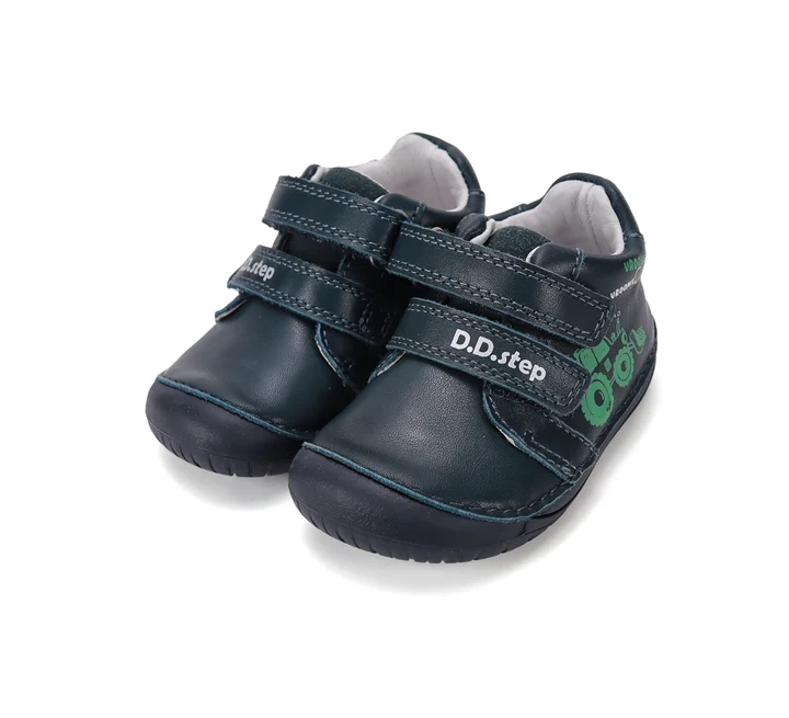 Pantofi Barefoot Băieți D.D.Step S070-62964A – Bleumarin cu Tractor, Piele Naturală [6]