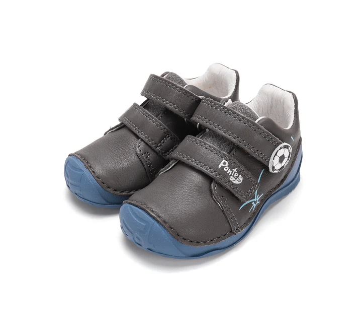 Pantofi Supinați Băieți Ponte20 DA03-6-2154A – Piele Naturală, Gri-Albastru cu Minge [6]