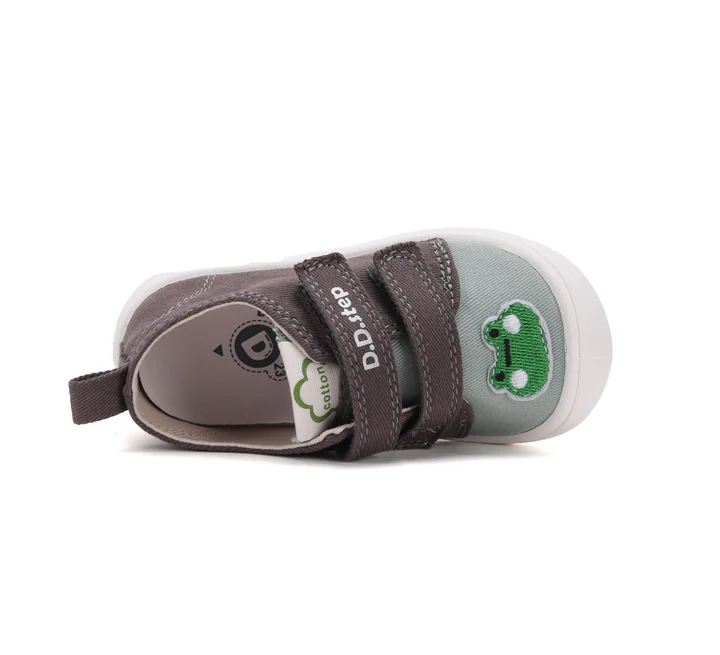 Papuci Interior Grădiniță Băieți D.D.Step C100-62422B – Pânză, Gri cu Broscuță [4]