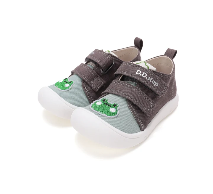 Papuci Interior Grădiniță Băieți D.D.Step C100-62422B – Pânză, Gri cu Broscuță [6]