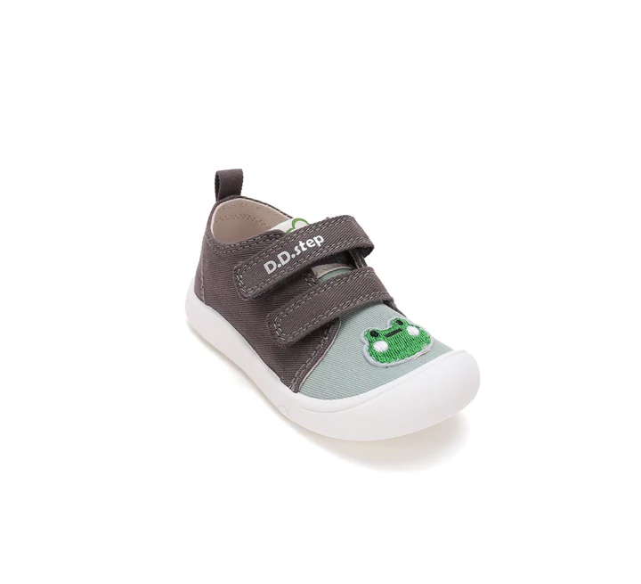 Papuci Interior Grădiniță Băieți D.D.Step C100-62422B – Pânză, Gri cu Broscuță [7]