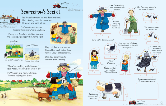 Poppy and Sam's Wind-Up Tractor Book – Carte Usborne cu tractor mecanic, 3+ ani [2]