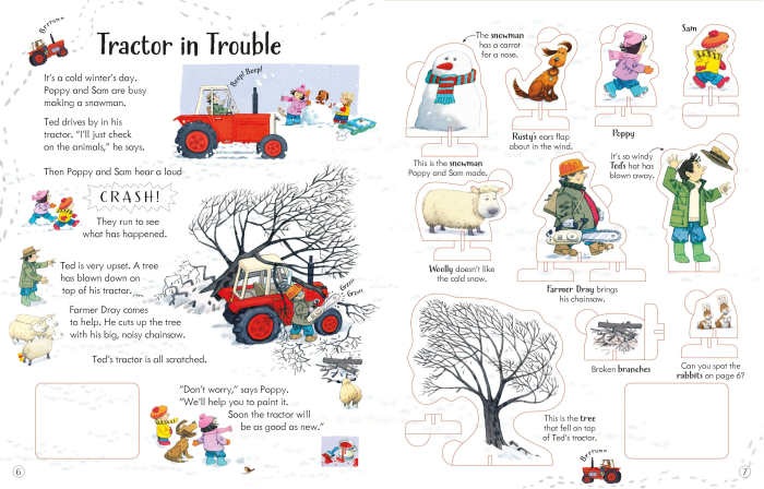 Poppy and Sam's Wind-Up Tractor Book – Carte Usborne cu tractor mecanic, 3+ ani [4]