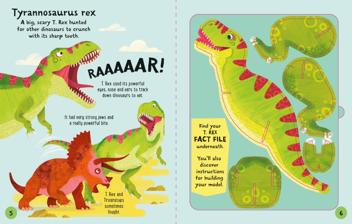 Slot-together Dinosaurs Book – Carte cu dinozauri + modele de construit pentru copii 5-8 ani [3]