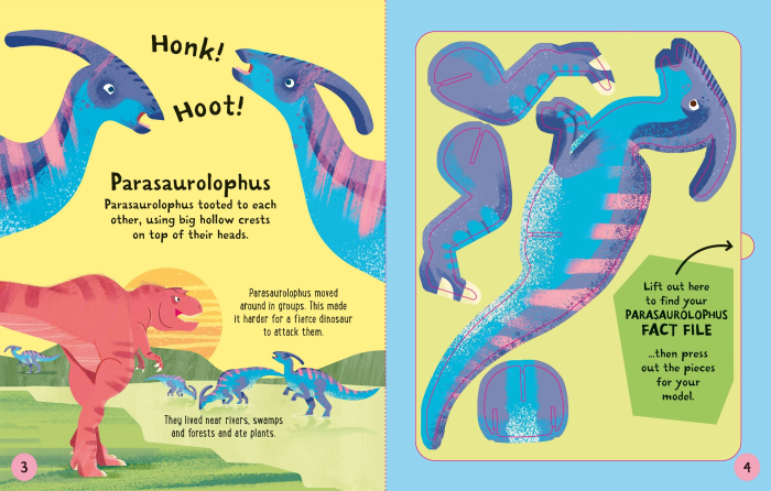 Slot-together Dinosaurs Book – Carte cu dinozauri + modele de construit pentru copii 5-8 ani [2]