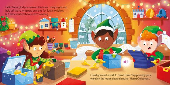 Wand Books: Christmas Magic – Carte interactivă Usborne cu baghetă magică și sunete, 3+ ani [2]