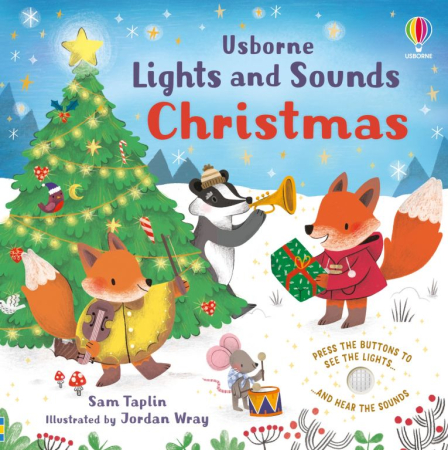 Lights and Sounds Christmas – Carte muzicală Usborne cu luminițe și colinde, 6 luni+