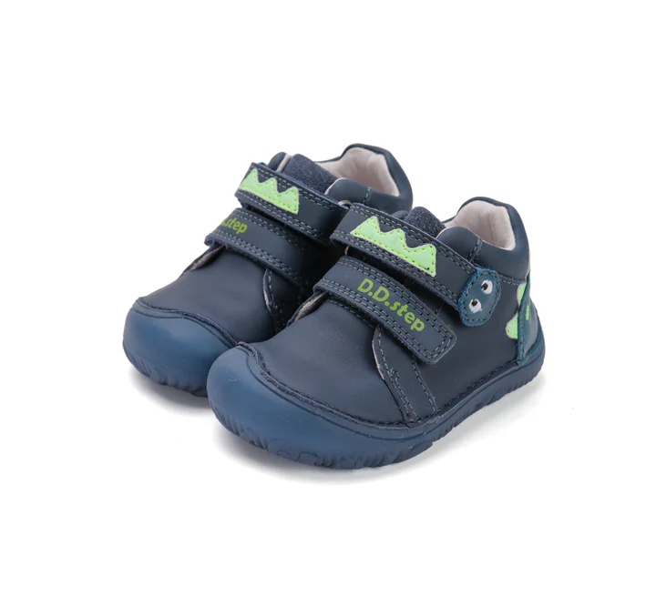 Papuci Barefoot Copii ⭐ - Pantofi Barefoot Baieti DD Step din Piele Naturala, Primii Pasi, Albastru- S073-52875