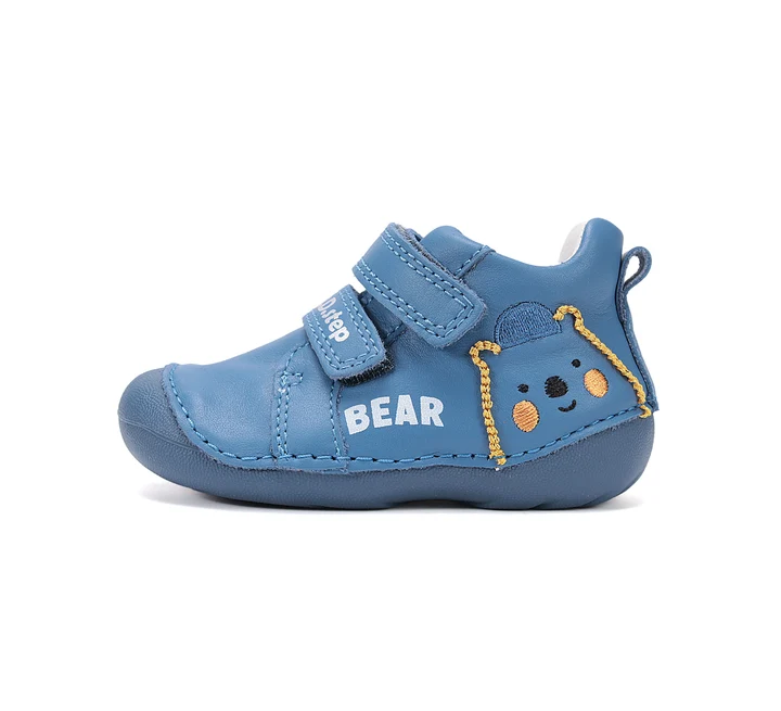 Papuci Barefoot DD STEP - Pantofi Primii Pasi Baieti DD Step S015-61472A din Piele Naturala, Albastru