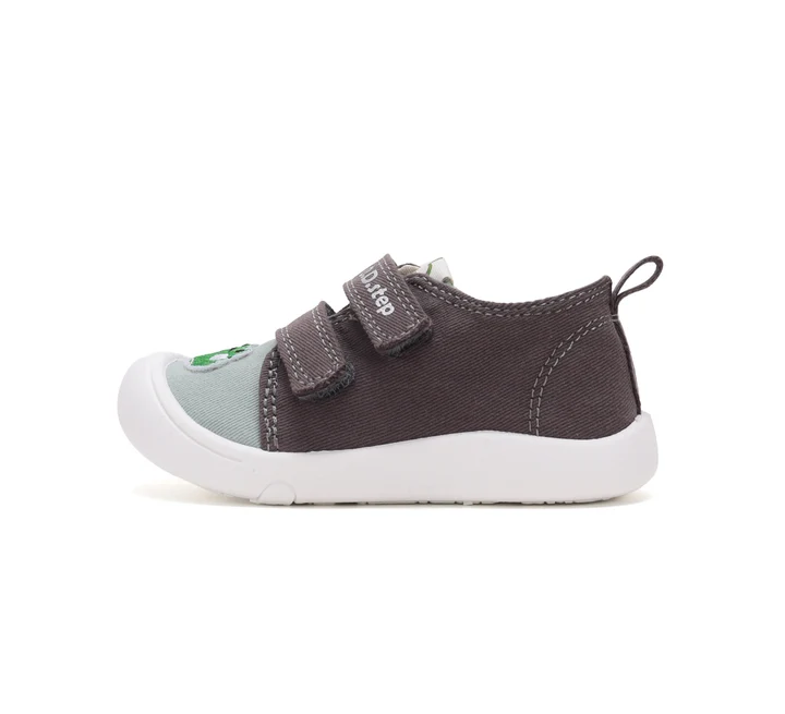 Papuci Barefoot Copii ⭐ - Papuci Interior Grădiniță Băieți D.D.Step C100-62422B – Pânză, Gri cu Broscuță