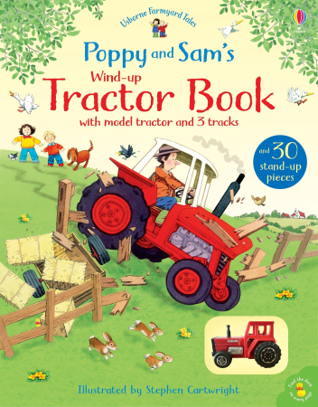 Carti cu jucarie - Poppy and Sam's Wind-Up Tractor Book – Carte Usborne cu tractor mecanic, 3+ ani
