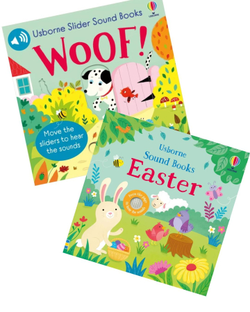 Cărți de Paște pentru copii  - Set cărți cu sunete Usborne – Woof! Woof! & Easter Sounds | Cărți interactive copii