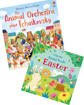 Cărți de Paște pentru copii  - Set cărți interactive Usborne – The Animal Orchestra Plays Tchaikovsky & Easter Sounds | Carte cu sunete copii