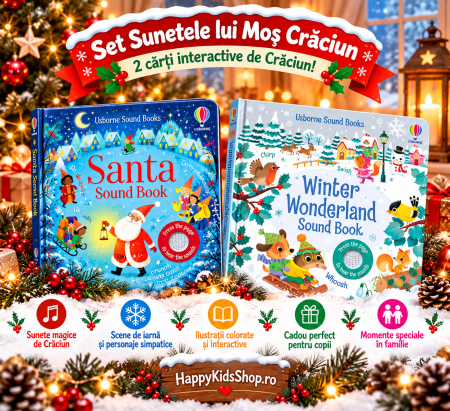 Cărți de Crăciun pentru copii - Set Sunetele lui Moș Crăciun – 2 Cărți Interactive cu Sunete Usborne | Santa & Winter Wonderland