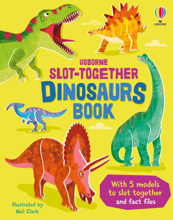 Carti de activitati - Slot-together Dinosaurs Book – Carte cu dinozauri + modele de construit pentru copii 5-8 ani