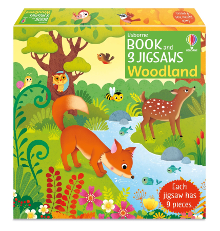 Puzzle - Usborne Book and 3 Jigsaws: Woodland