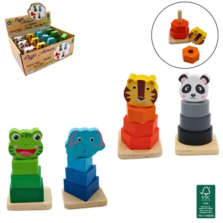 JUCARII - Wooden Stacking Animal Puzzle – Model broscuta din Lemn 10,5 x 4,5 cm